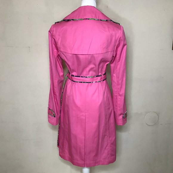 Lilly Pulitzer Ally NEW?  Belted Trench Coat Barbie Pink Color Barbiecore Size 4 - Picture 2 of 16